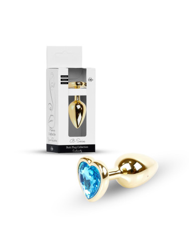 Plug-Jewellery Gold  Heart PLUG- Light Blue