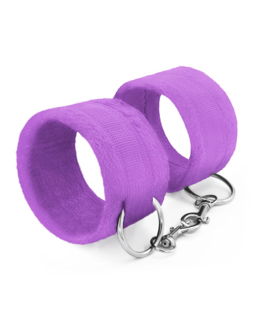 TOUGH LOVE VELCRO HANDCUFFS WITH EXTRA 40CM CHAIN CRUSHIOUS PURPLE