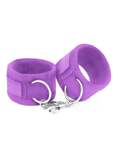 TOUGH LOVE VELCRO HANDCUFFS WITH EXTRA 40CM CHAIN CRUSHIOUS PURPLE