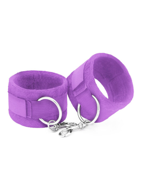 TOUGH LOVE VELCRO HANDCUFFS WITH EXTRA 40CM CHAIN CRUSHIOUS PURPLE