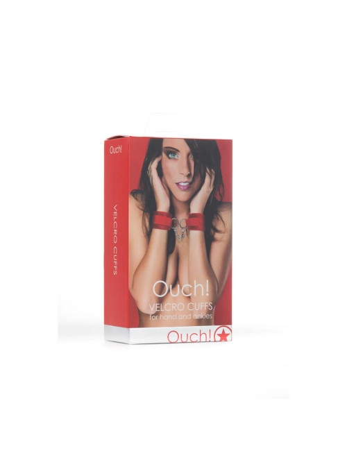 Ouch! Velcro Cuffs Red - Czerwone Kajdanki z Rzepem