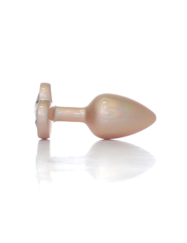Plug-Jewellery Pearl Gold Heart PLUG- Clear S