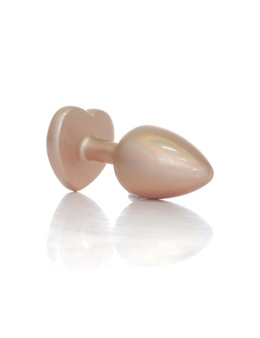 Plug-Jewellery Pearl Gold Heart PLUG- Clear S