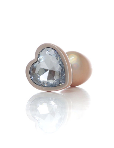 Plug-Jewellery Pearl Gold Heart PLUG- Clear S