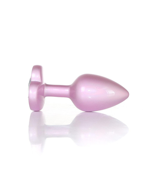Plug-Analny Pearl Pink Heart Stal Nierdzewna 2,7 cm Diamentowa Podstawa
