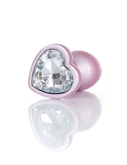 Plug-Analny Pearl Pink Heart Stal Nierdzewna 2,7 cm Diamentowa Podstawa