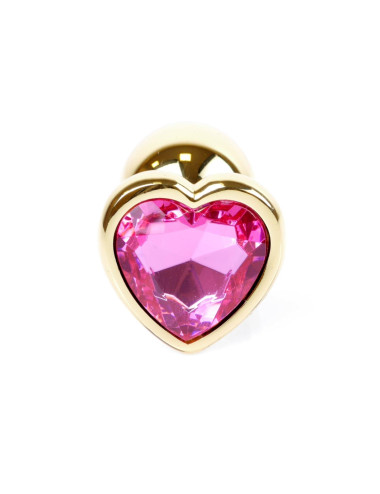 Plug-Jewellery Gold Heart Pink - Korek analny ze stali nierdzewnej, Biżuteria analna, Zabawki analne