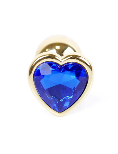 Korek analny ze stali nierdzewnej Gold Heart Plug Dark Blue - biżuteria analna i zabawki analne