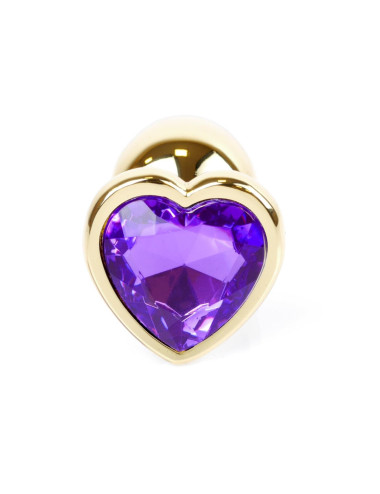 Plug-Jewellery Gold Heart PLUG Purple – Biżuteria analna ze stali nierdzewnej, Zabawki analne
