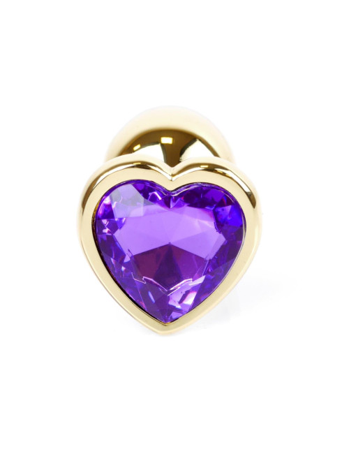 Plug-Jewellery Gold Heart PLUG Purple – Biżuteria analna ze stali nierdzewnej, Zabawki analne