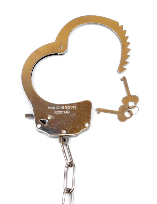 Kajdanki Fetish B Series - Furry Cuffs Blue - BDSM Zabawki, Pluszowe Kajdanki z Krótkim Łańcuchem
