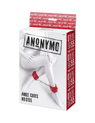 Anonymo handcuffs, PU leather, red, 27 cm