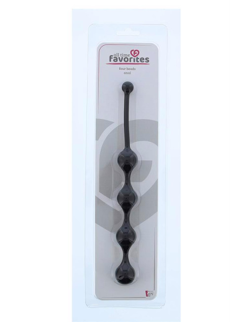 Dream Toys All Time Favorites Czarny Silikonowy Sznurek z 4 Kulek Analnych
