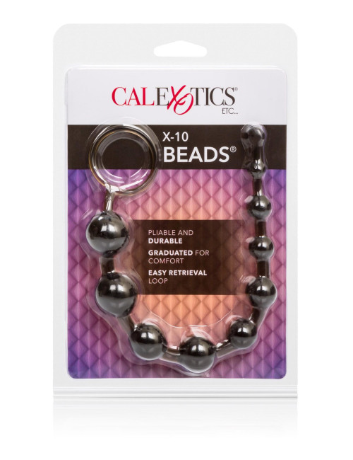 X-10 Beads Black – Zabawki Anal Pręty – Kulki analne 10–25 mm, PVC, bezpieczne dla ciała