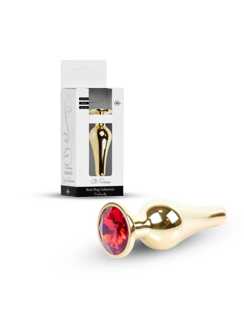 Plug-Jewellery Gold BUTT PLUG- Red