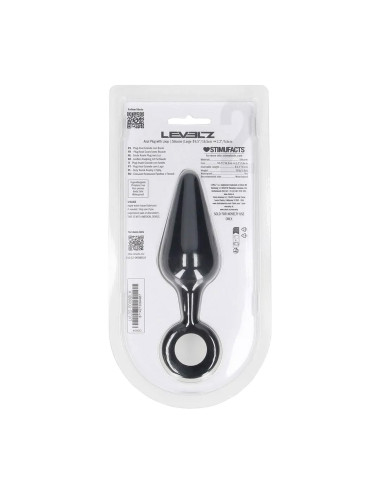 Silicone Anal Plug with Loop - L - Black