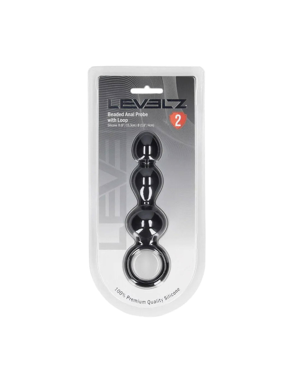 Beaded Silicone Anal Probe with Loop - Black