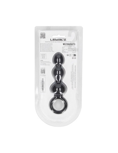 Beaded Silicone Anal Probe with Loop - Black