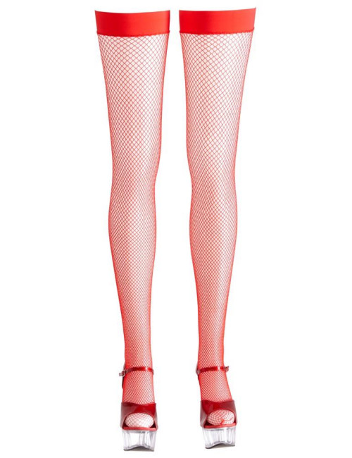 Cottelli Legwear Pończochy Samonośne Siatka Czerwone S