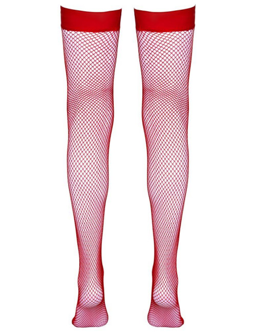 Cottelli Legwear Pończochy Samonośne Siatka Czerwone S