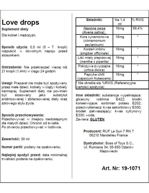 Love Drops Afrodyzjaki Dla Obydwojga 20 ml