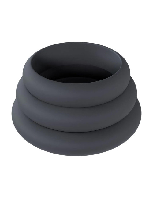 Wide O Silicone Cockring Set of 3 - L/XL/XXL - Black