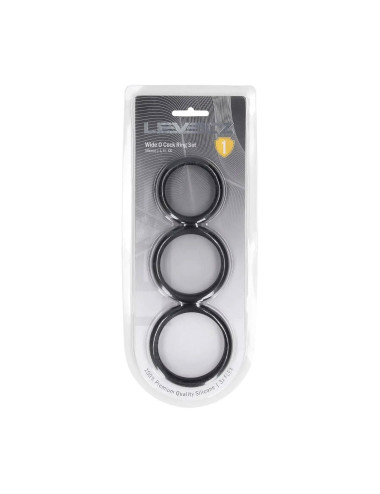 Wide O Silicone Cockring Set of 3 - L/XL/XXL - Black