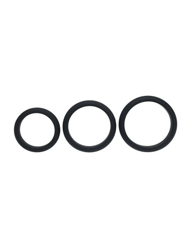 Wide O Silicone Cockring Set of 3 - L/XL/XXL - Black