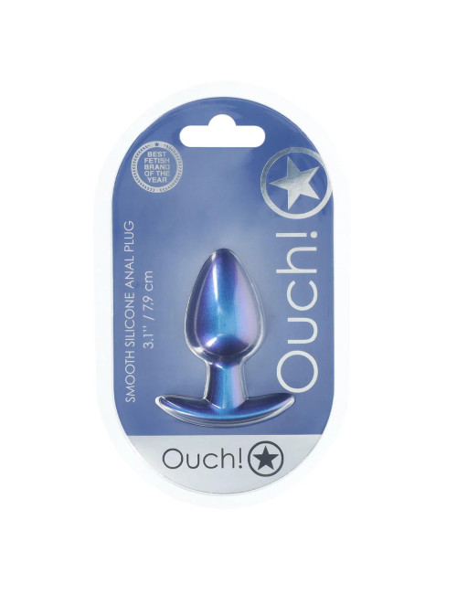 Smooth Silicone Anal Plug - Medium - 3.1 / 7,9 cm - Metallic Blue