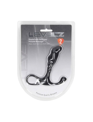 Rippled with Hard Loop Silicone Prostate Massager - S - Black
