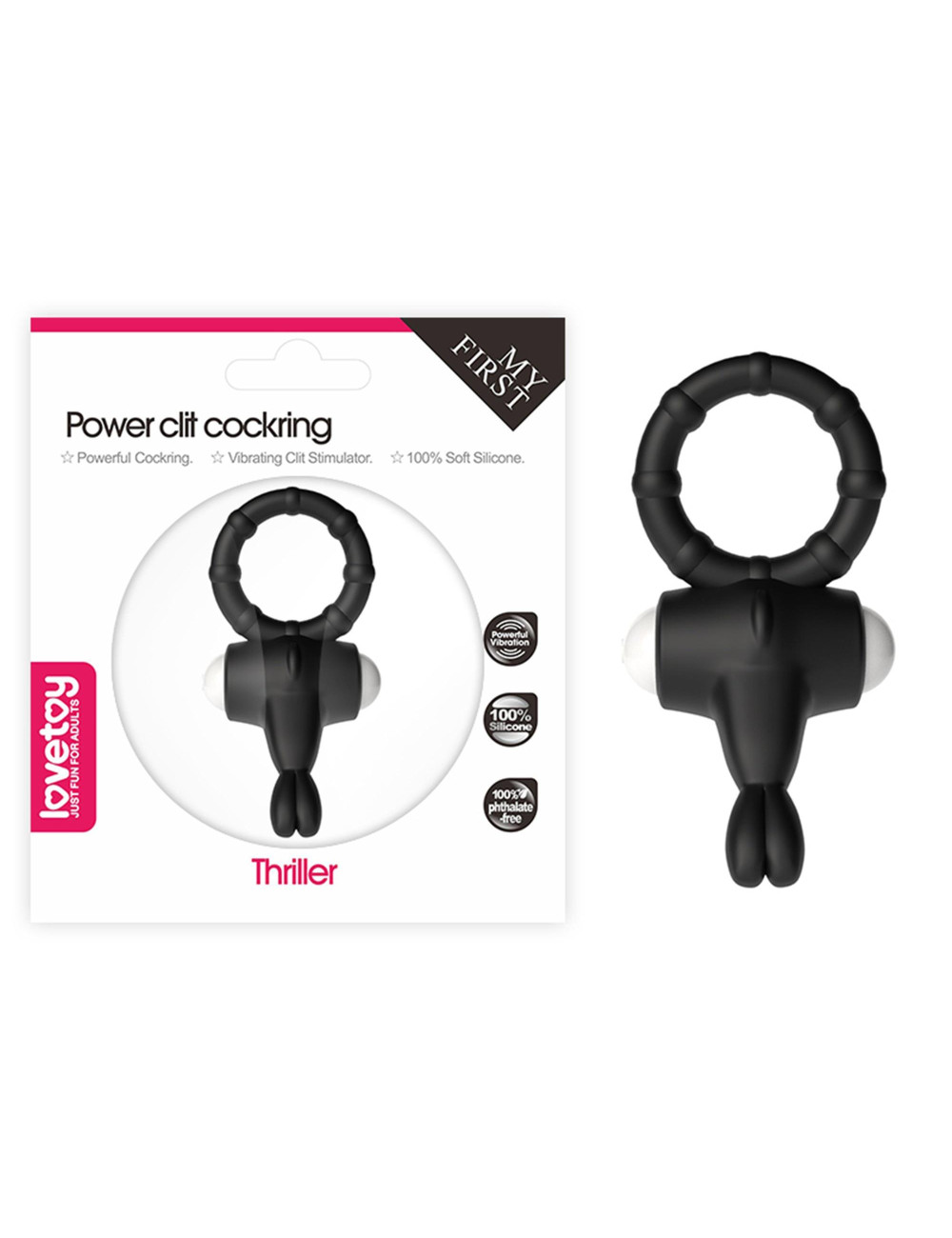 Lovetoy Power Clit Czarny Silikonowy Pierścień z Wibracją