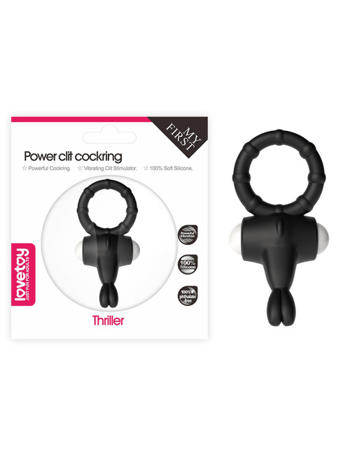 Power Clit Silicone Cockring Black