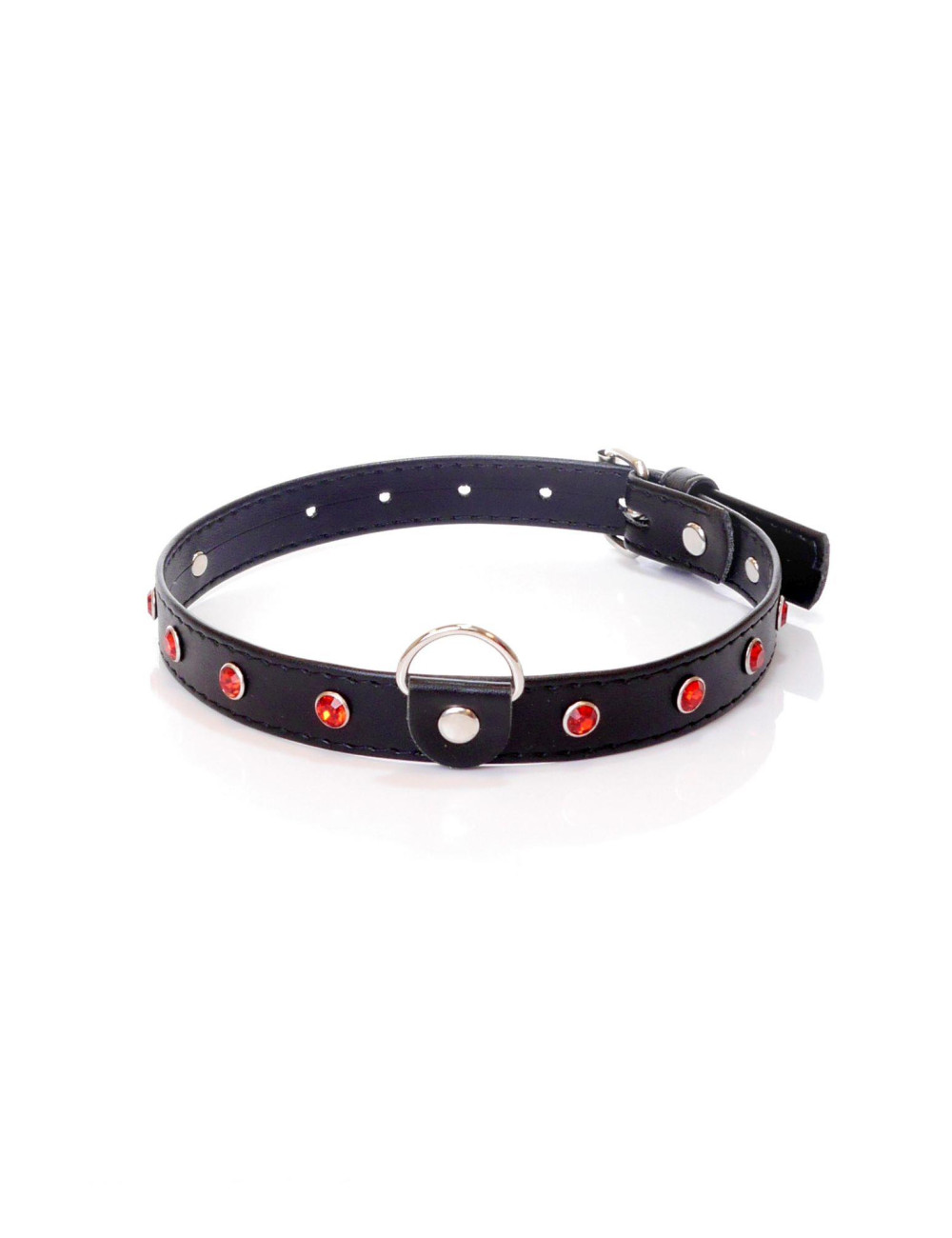 Fetish B-Series Obroża 2 cm Czerwona z Kryształem
