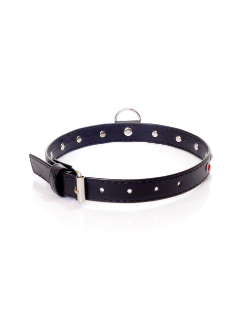 Fetish B-Series Obroża 2 cm Czerwona z Kryształem