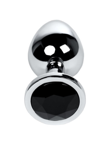 Silver anal plug TOYFA Metal with black round-shaped gem