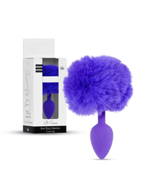 B-Series HeavyFun Bunny Tail – Fioletowy korek analny z ogonkiem