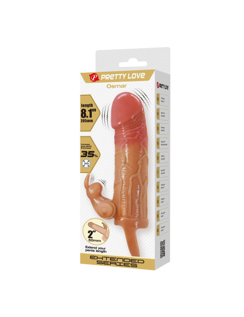 Pretty Love Osmar – Nakładka na penis 20,5 cm z 10 wibracjami