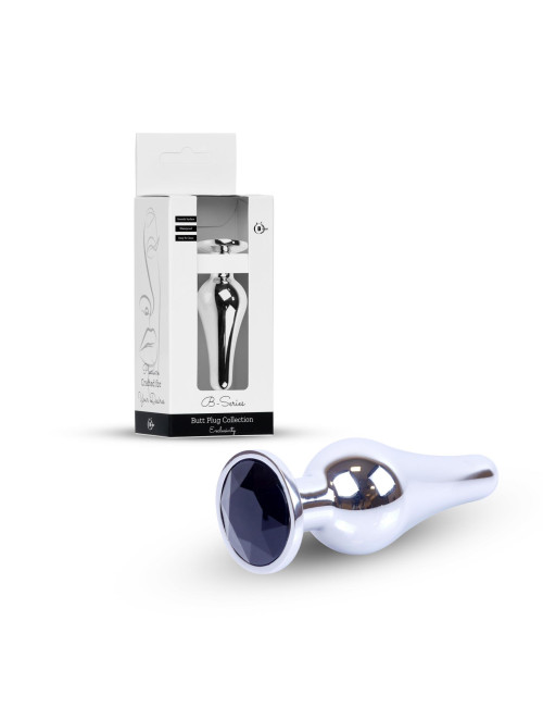 Plug-Jewellery Silver BUTT PLUG- Black