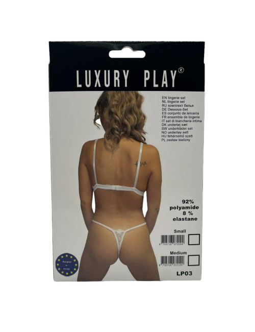 Komplet luksusowej bielizny Luxury Play White - M