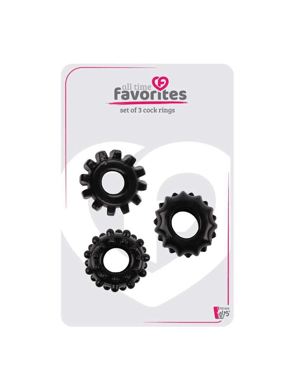 Zestaw 3 czarnych pierścieni erekcyjnych Dream Toys Cockrings