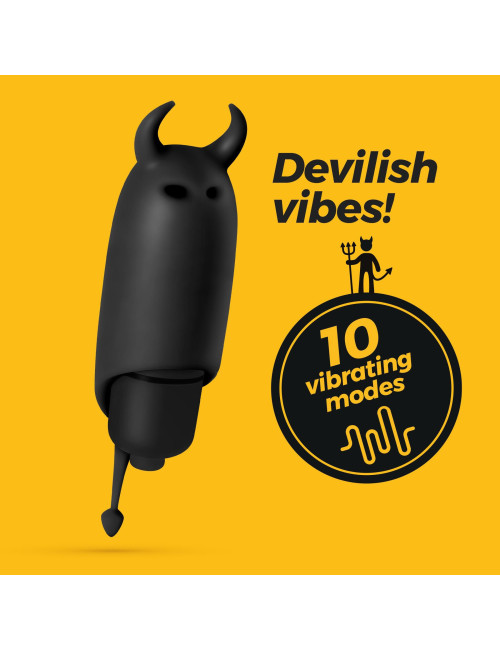 Crushious O-Pet Devil Wibrator mini z 10 trybami: silikonowy, wodoodporny, czarny