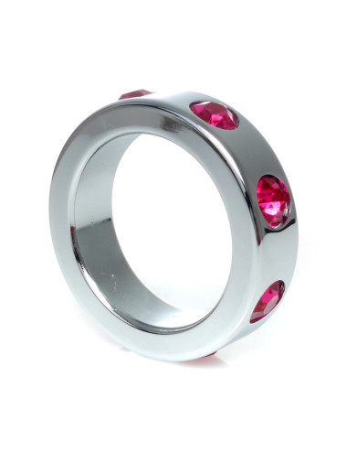 Pierścień erekcyjny Metal – Bez wibracji z różowymi diamentami, średnica wewnętrzna 4 cm