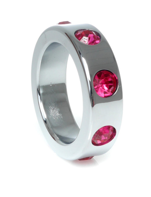 Pierścień erekcyjny Metal – Bez wibracji z różowymi diamentami, średnica wewnętrzna 4 cm