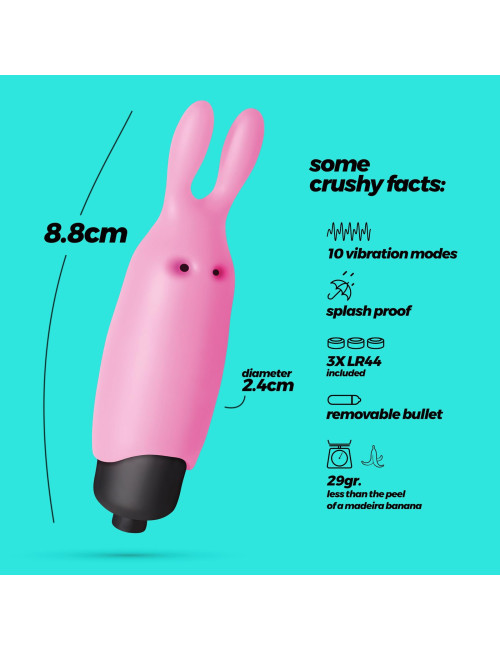 Crushious O-Pet Rabbit Mini Wibrator - 10 Trybów, Silikon Bezpieczny, Pastel Pink, Wodoodporny
