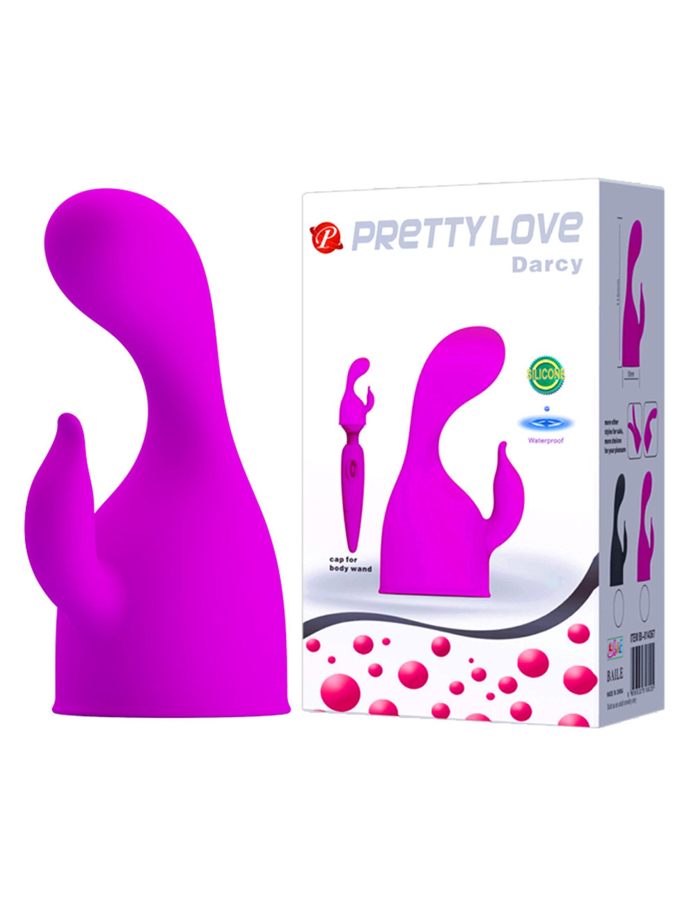 Pretty Love Darcy Silicone – Nasadka królicza do masażera, wibrator silikonowy – zabawki erotyczne, punkt G i łechtaczka