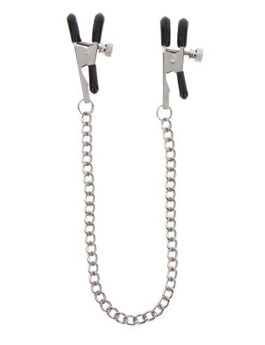 Klipsy na sutki z łańcuszkiem Silver – TABOOM Adjustable Clamps with Chain, BDSM Zabawki