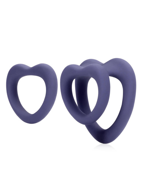 Heart Ring Set Violet Storm - Pierścienie na penisa bez wibracji, zestaw 2 rozmiarów