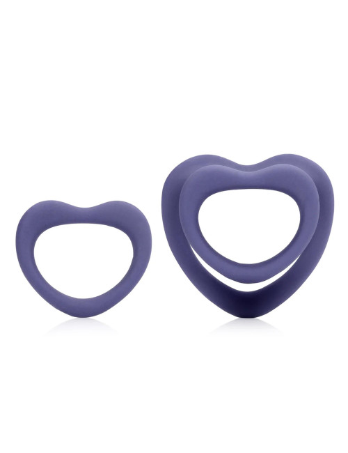 Heart Ring Set Violet Storm - Pierścienie na penisa bez wibracji, zestaw 2 rozmiarów