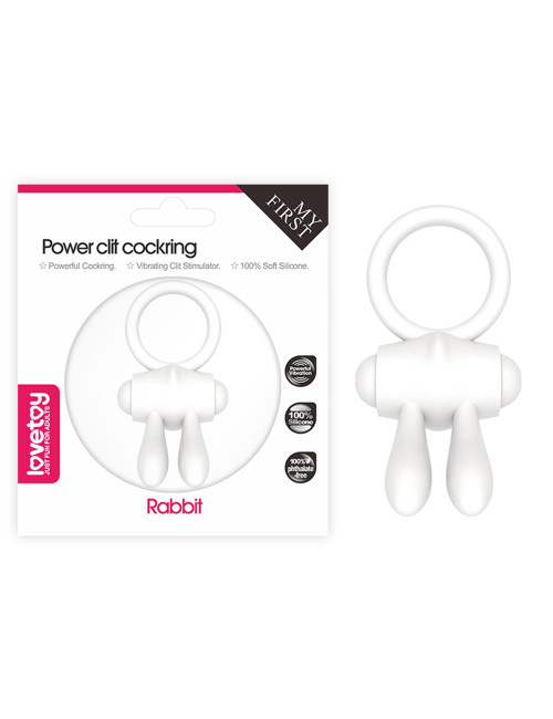 Power Clit Silicone Pierścień Wibracyjny biały – silikonowy pierścień na penisa – Zabawki / Pierścienie / Z wibracją