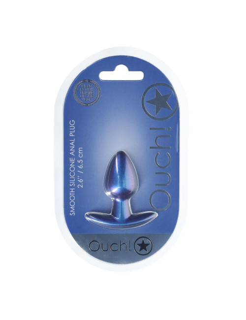 Smooth Silicone Anal Plug - Small - 2.6 / 6,5 cm - Metallic Blue